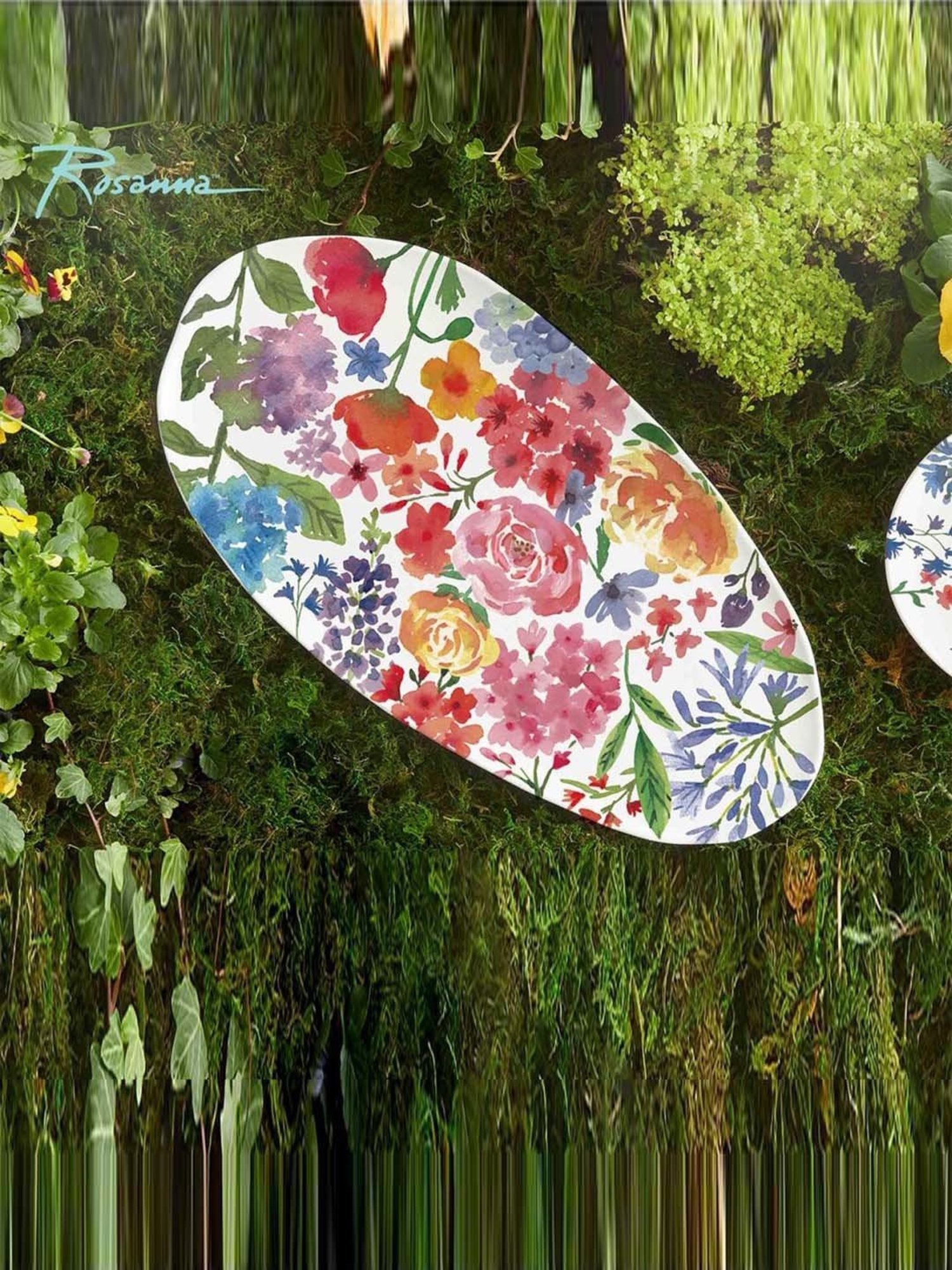 Rosanna Multi Nature's Table Medium Floral Print Serving Platter