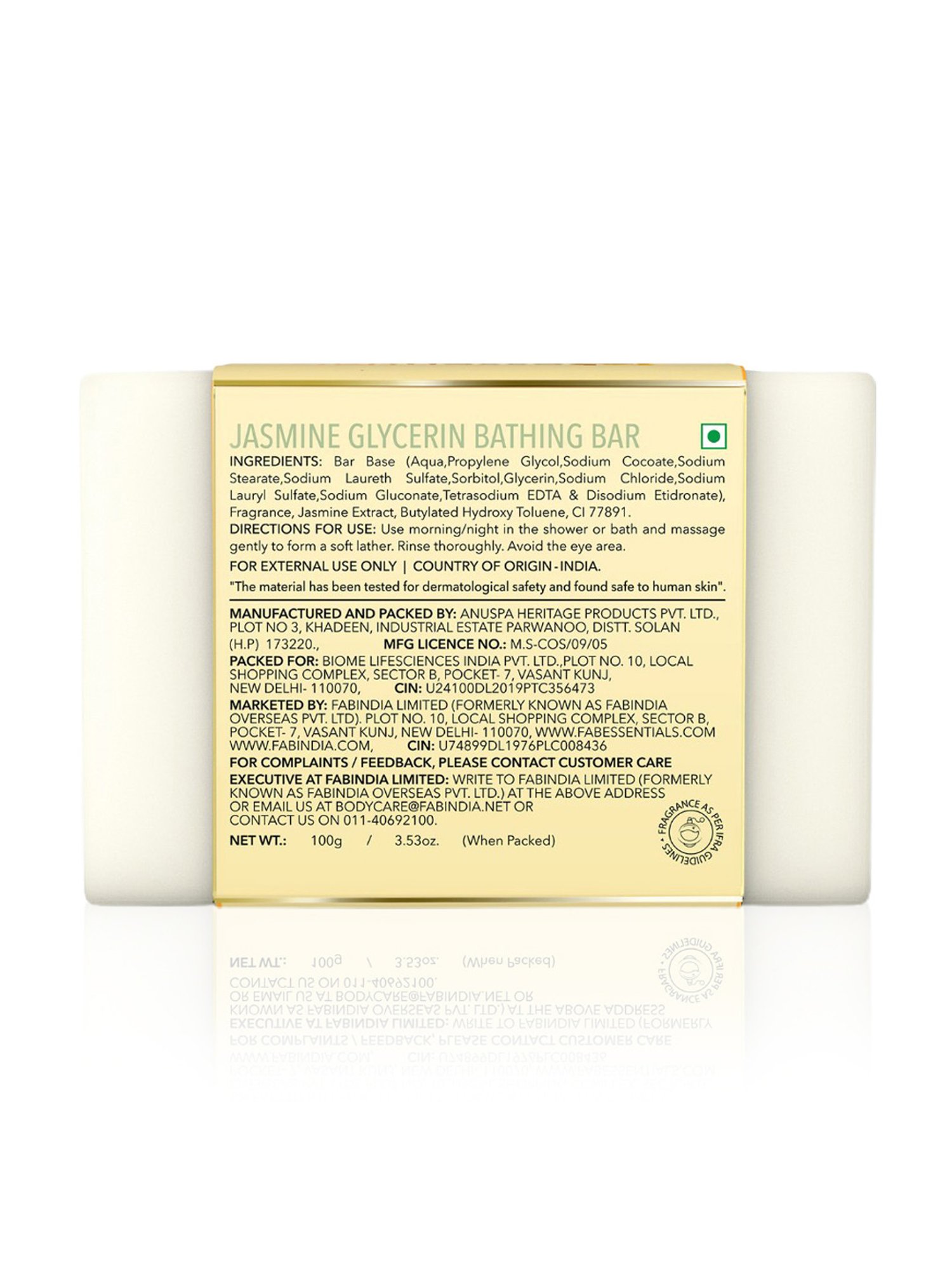 Fabessentials Jasmine Glycerin Bathing Bar - 100 gm