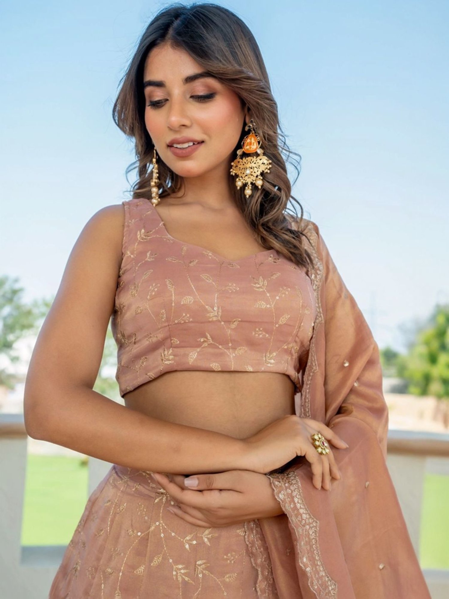 HOUSE OF JAMOTI Pink Embroidered Lehenga Choli Set With Dupatta