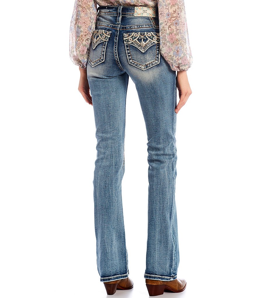 Miss Me Chloe Abstract Embellished Flap Pocket Bootcut Jeans