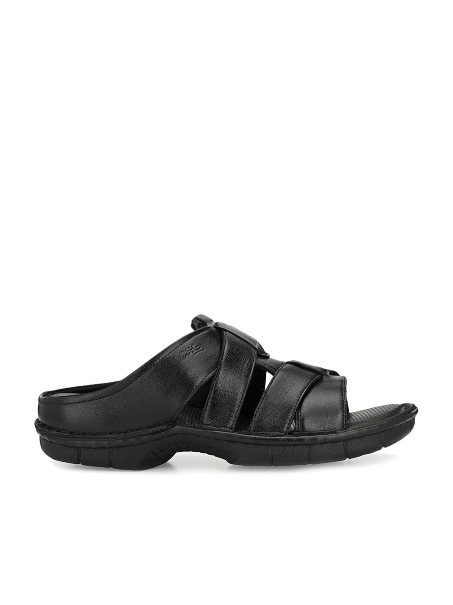 Hitz Men's Black Cross Strap Sandals
