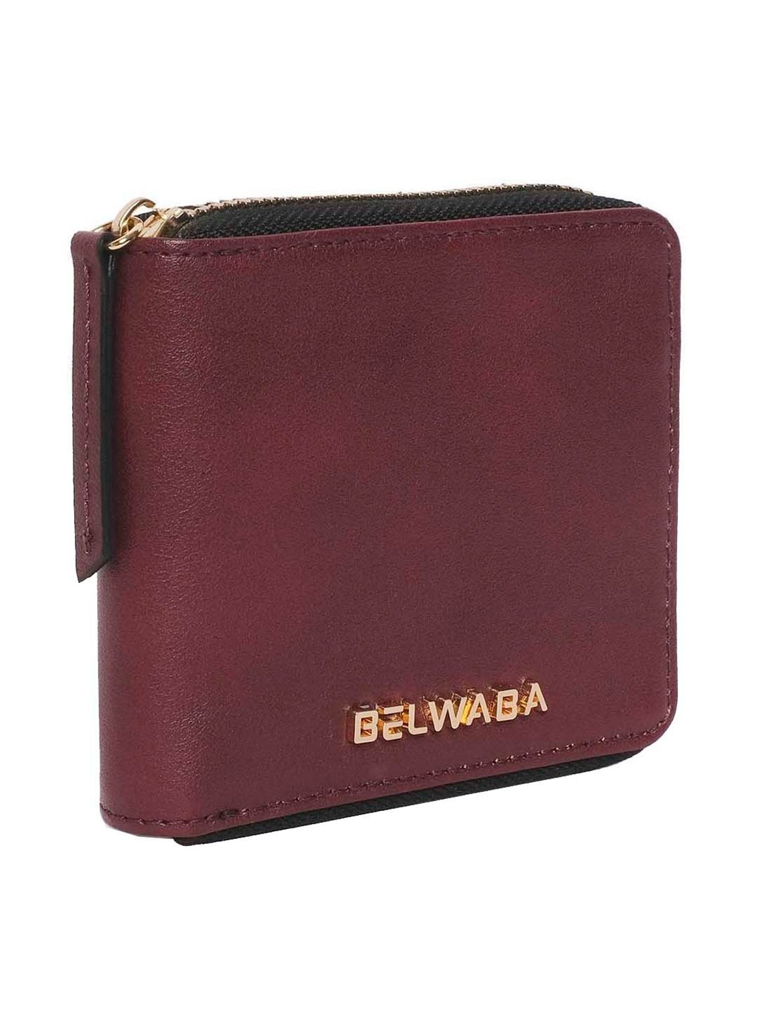 BELWABA Maroon Solid Zip Around Wallet for Women