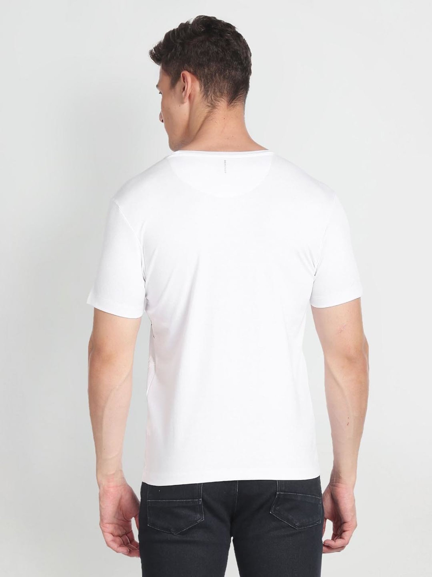 Arrow New York White Cotton Regular Fit Printed T-Shirt