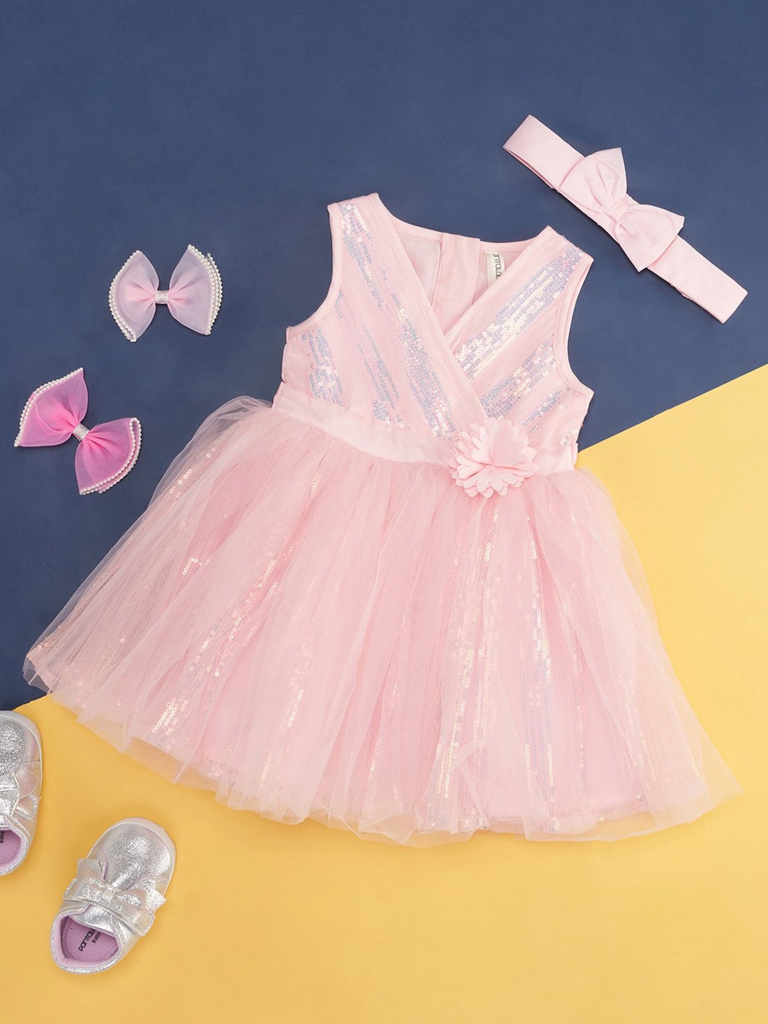 Pantaloons Baby Pink Embellished Dress
