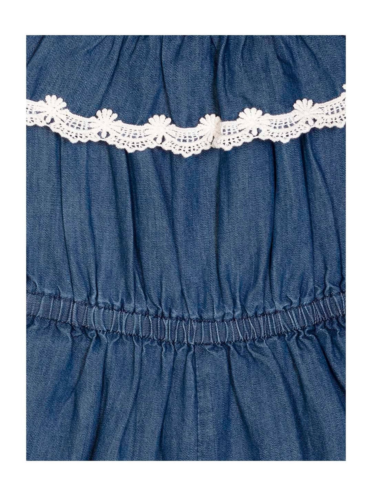 Budding Bees Kids Blue Embroidered Playsuit