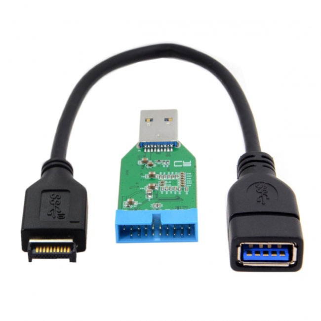 Jimier USB 3.1 Front Panel Header to 3.0 Female Cable to Motherboard 20pin Header Female Hub Adapter U3-024/UC-131