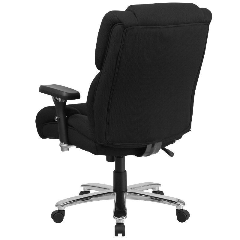 48" Fabric Rated Executive Swivel Ergonomic Office Chair with Tufted Headrest & Back Black - Riverstone Furniture