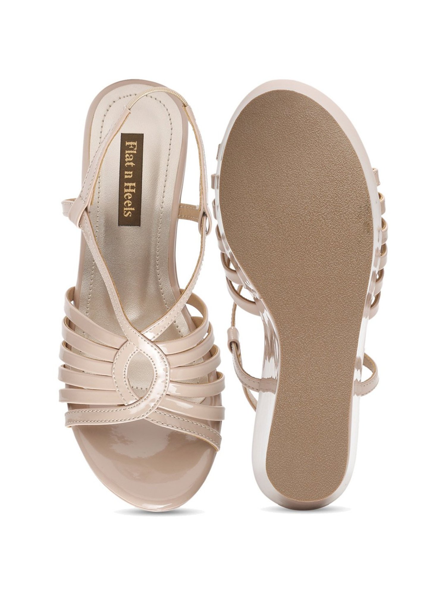 Flat N Heels Women's Beige Back Strap Wedges