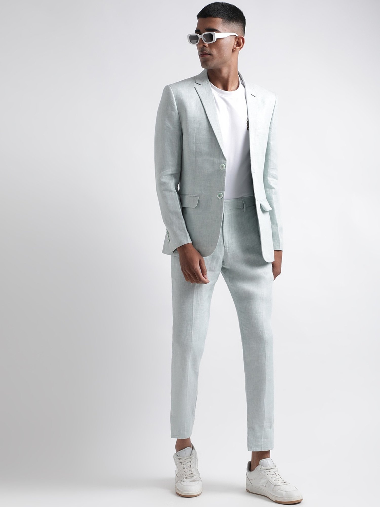 Iconic Men Self Design Regular Fit Linen Blazers