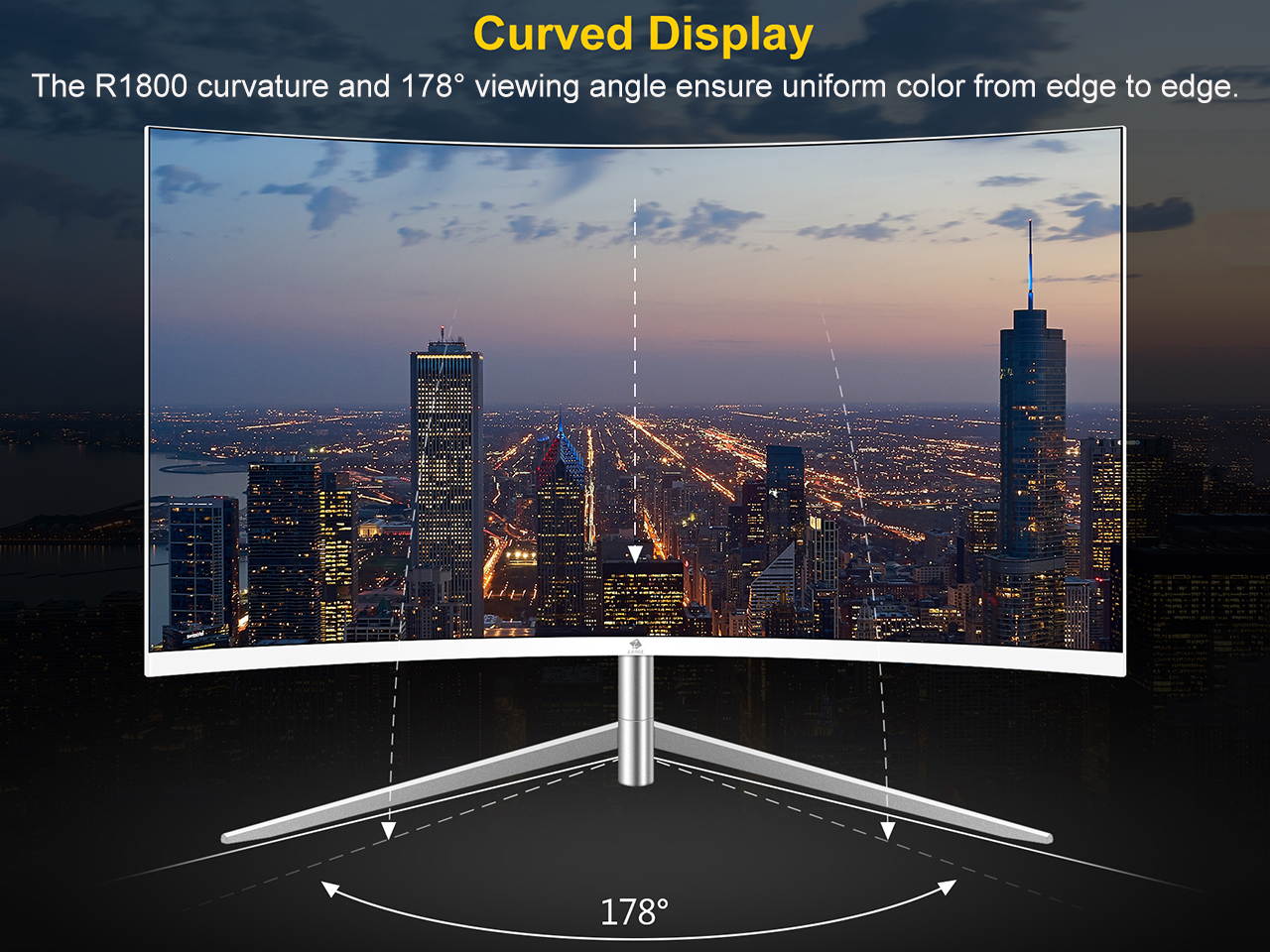 Z-EDGE U27C 27" 1080P Full HD 1920 x 1080 LED Backlight Curved Screen Monitor, 5 ms Respond Time, 75 Hz Refresh rate, Built-in Speakers, 178&deg; View Angle, HDMI+VGA