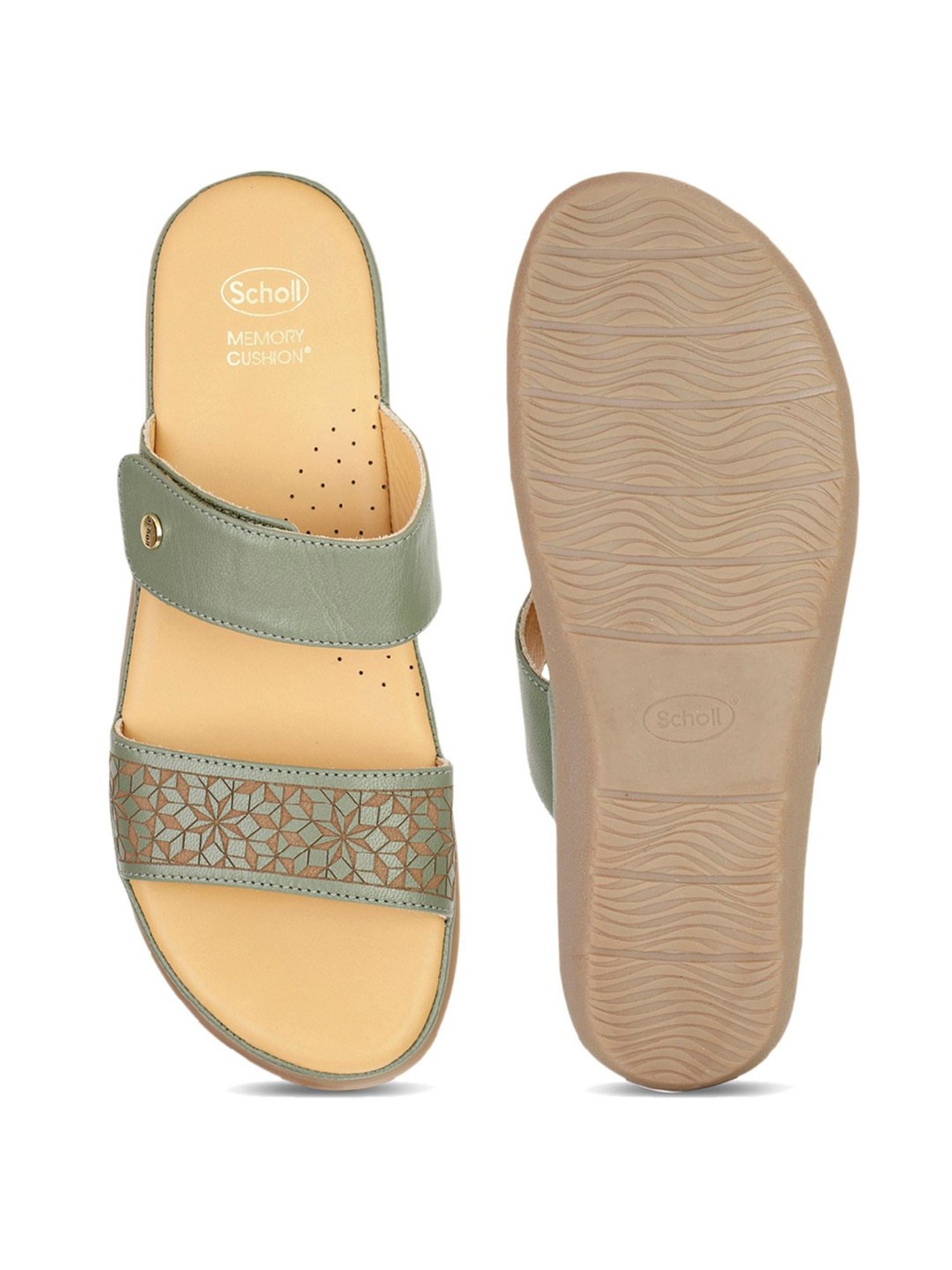 Scholl by Bata Women's RAYA Green Thong Wedges