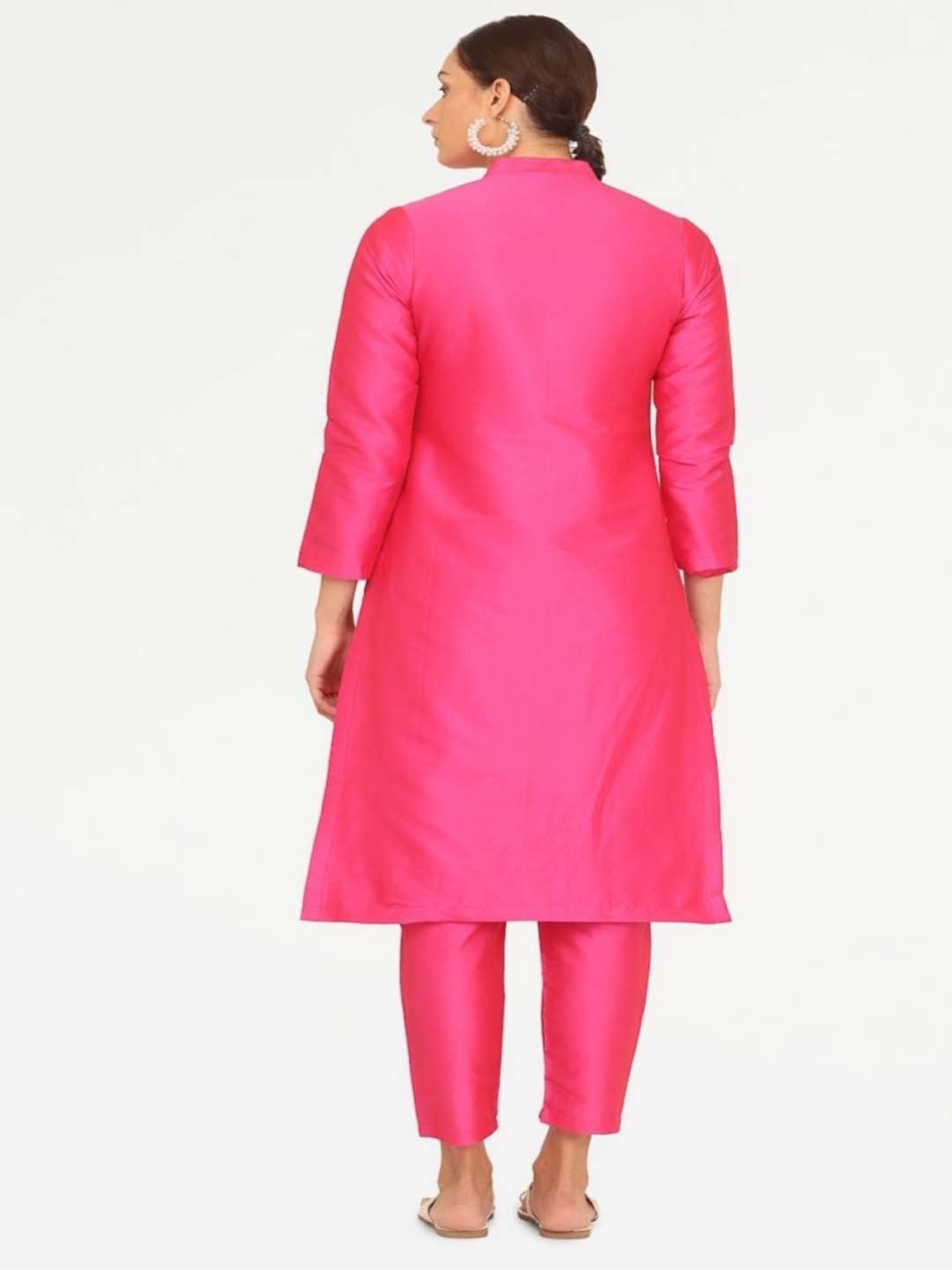 Kaanchie Nanggia Pink Taffeta Jacket with Pant