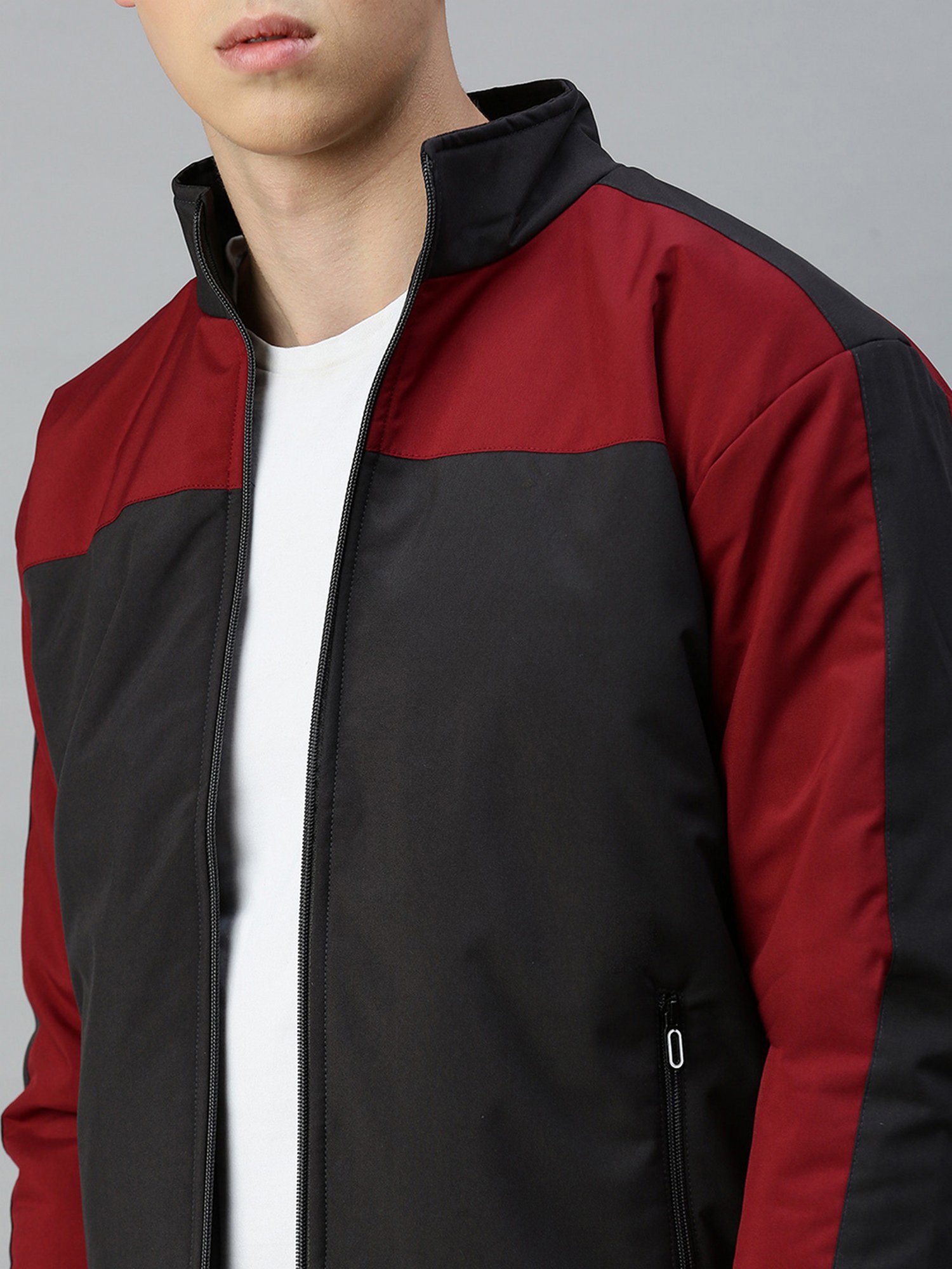 VOXATI Grey Regular Fit High Neck Jacket