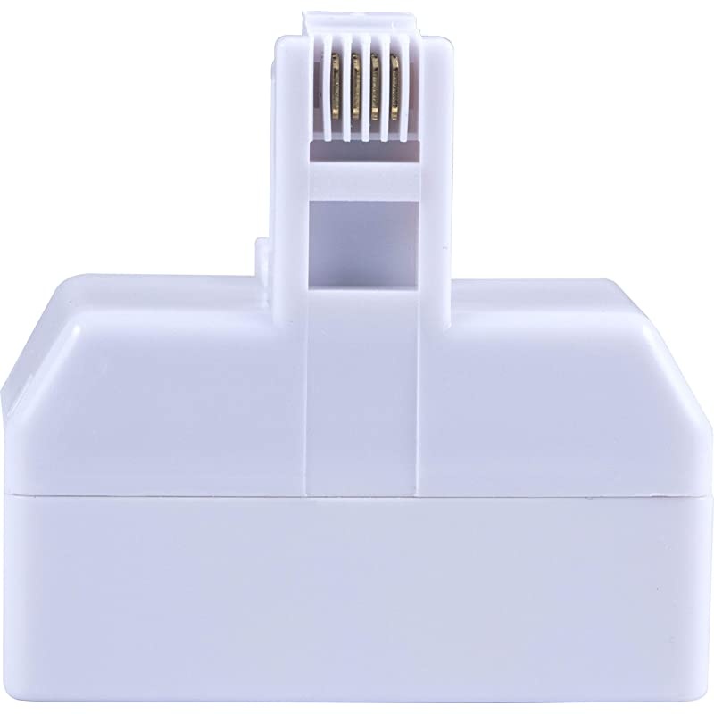 Telephone Triplex Adapter, 2 Pack, 4-Wire Design, Home or Office, Compatible with Answering Machines, Modems, Fax Machines, All Brands, RJ14, RJ11, White, 46062