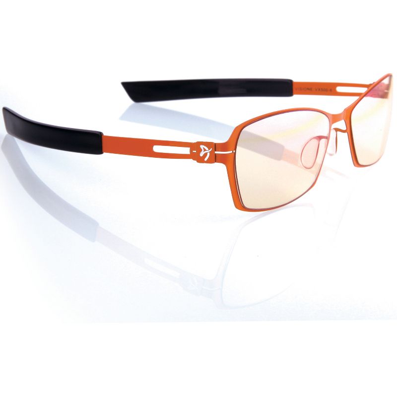Arozzi Visione VX-500 Computer Blue Light Blocking Gaming Glasses, Orange & Black Stainless Steel Frame, Tinted Purple Lens (VX500-6)