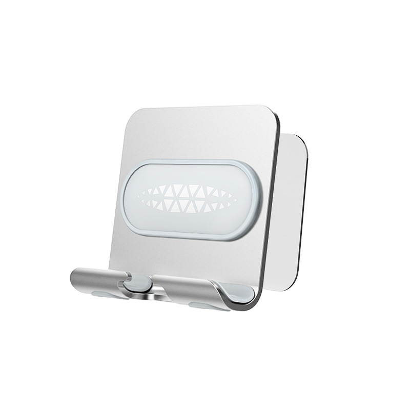 Wall Mount Phone Holder Wall Phone Stand Mount with Adhesive Strip for Bathroom,Kitchen,Office and More ,Compatible with All Phones and Mini Tablet(Silver/Pink)