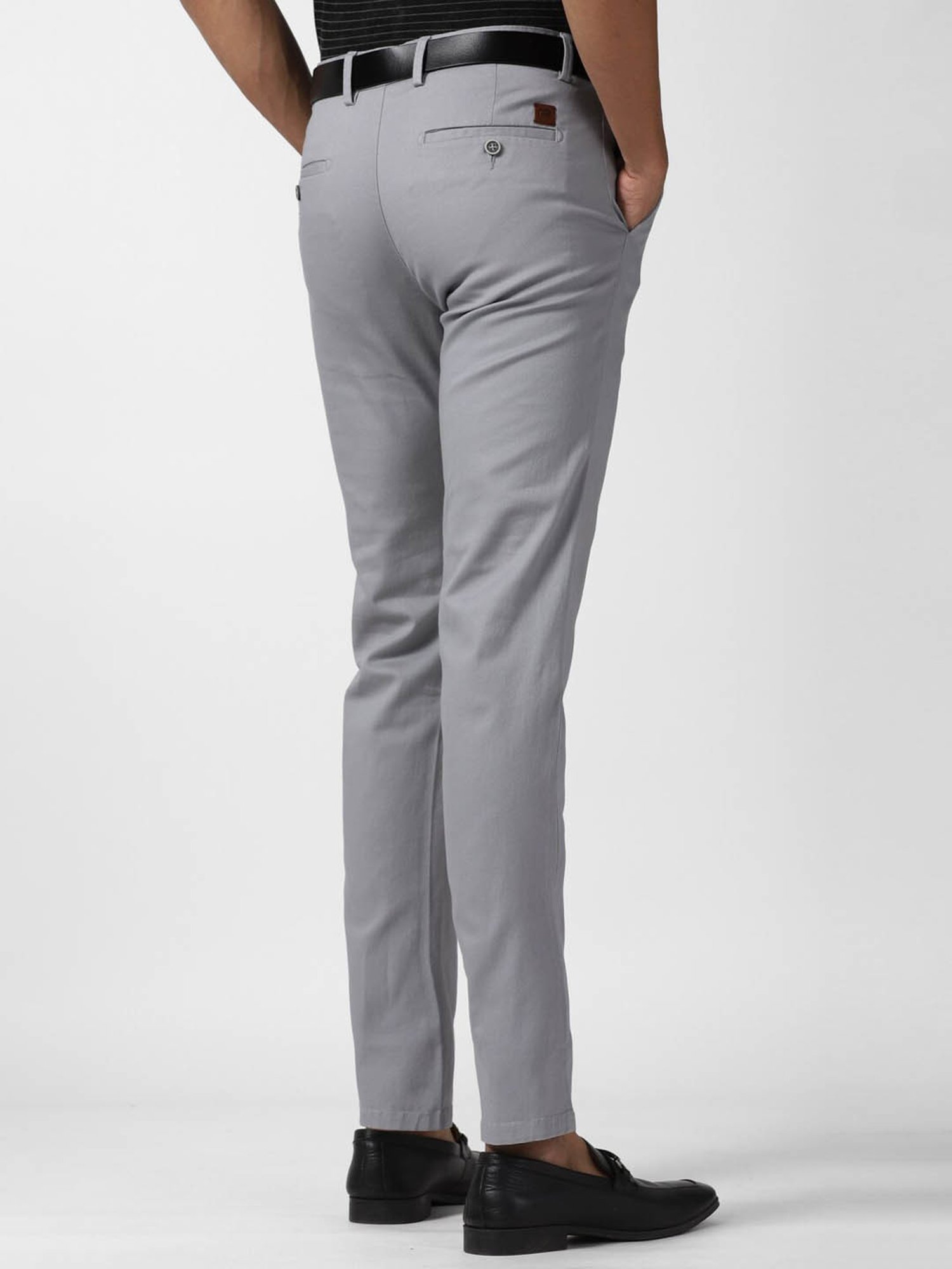 Peter England Casuals Grey Slim Fit Trousers