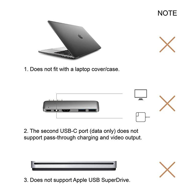 USB C Hub Adapter Dongle for MacBook Air 20182019 MacBook Pro 201920182016 Ultra Slim Type C Hub with 4K HDMI 100W Power Delivery 40Gbps Thunderbolt 3 5K60Hz and 2xUSB 30 Space Grey