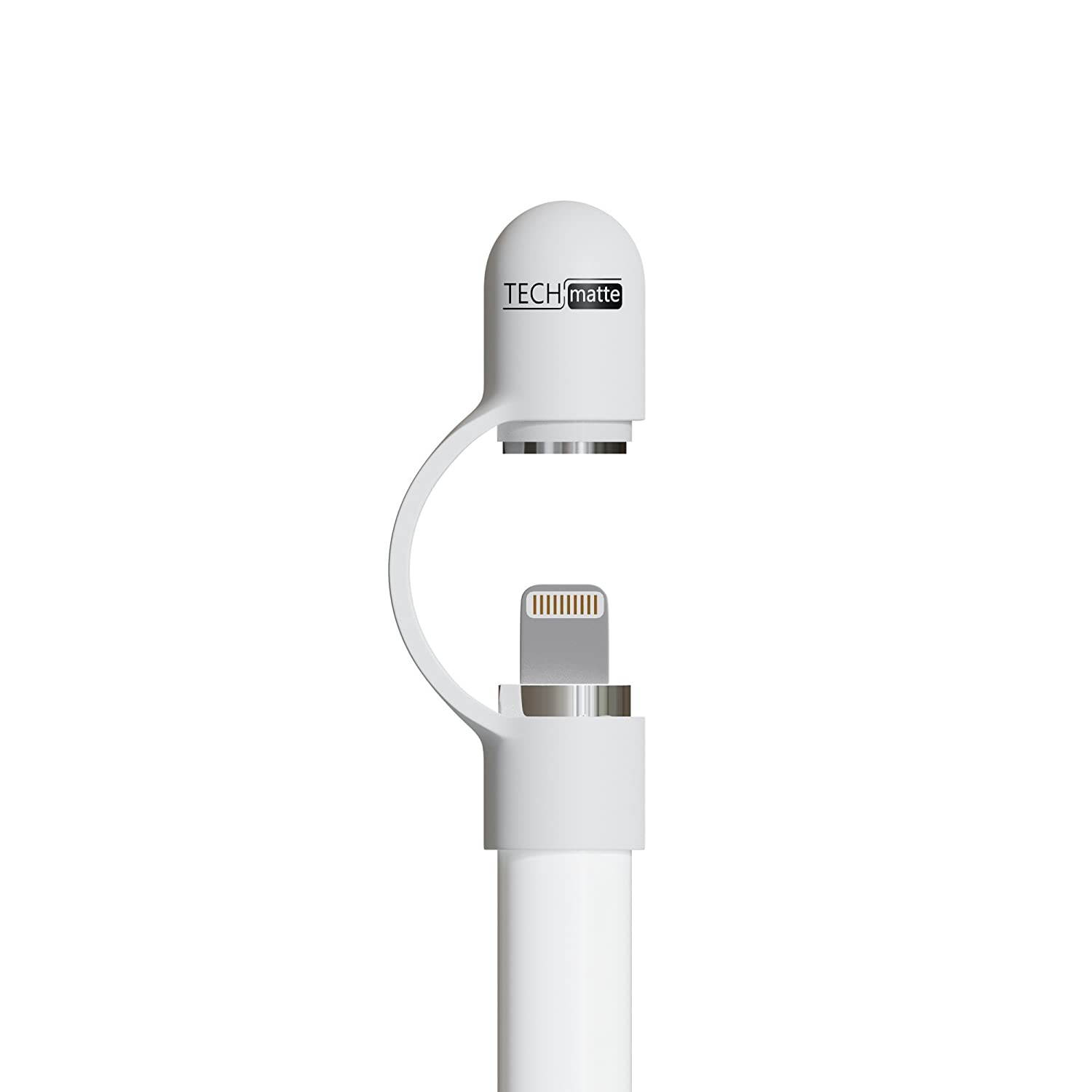 TechMatte Magnetic Replacement Caps for Apple Pencil-Cap Tether Included (2 Pack)