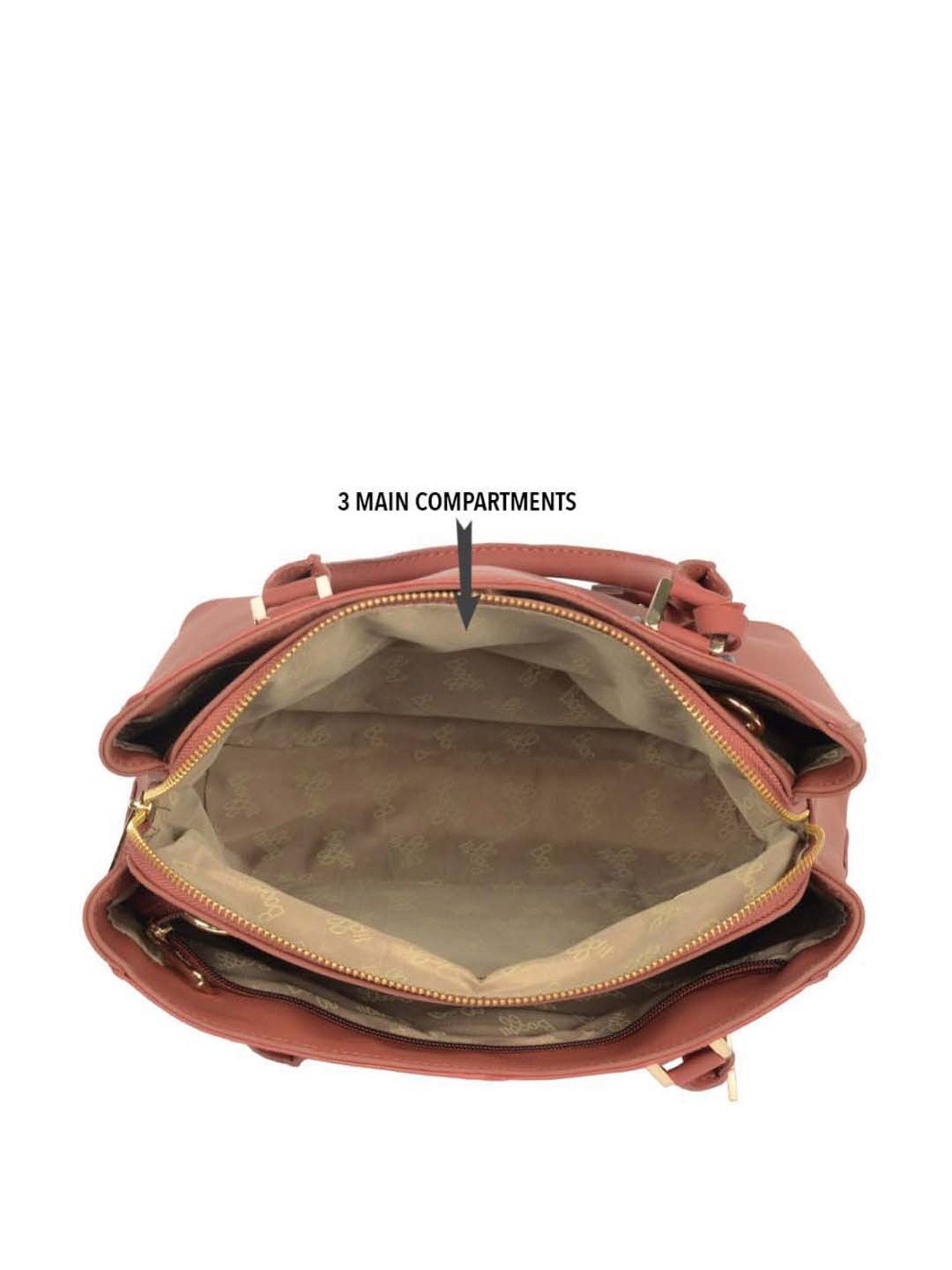 Baggit Tan Solid Medium Handbag