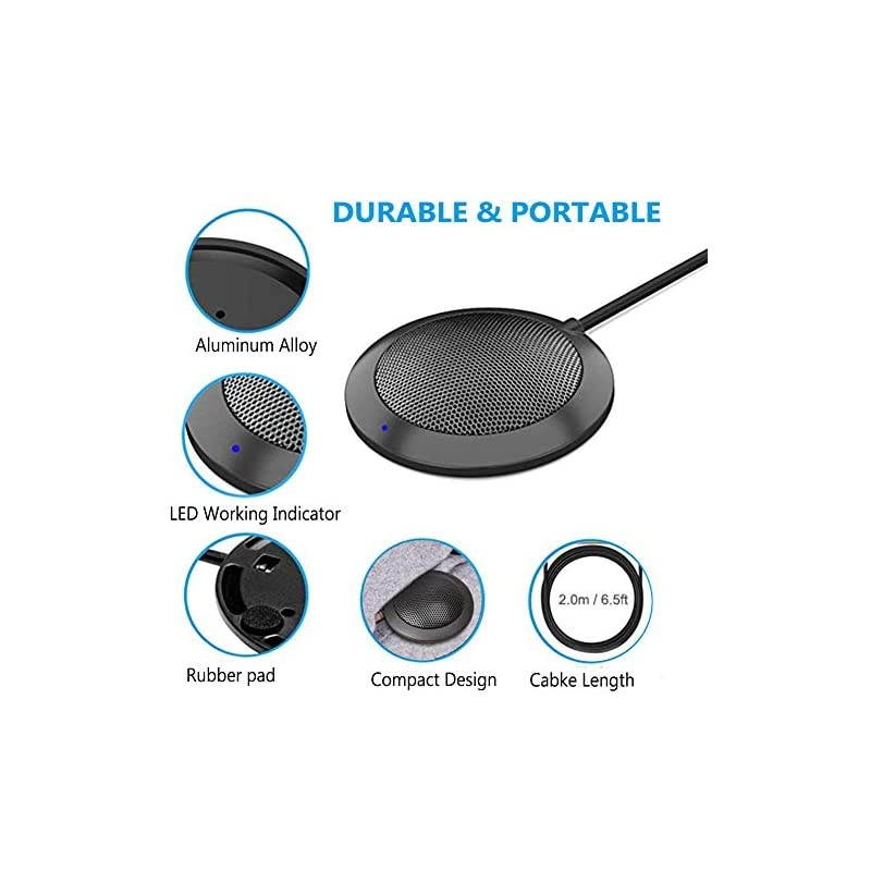 USB Computer Microphone, Portable Omnidirectional Condenser Boundary Laptop Conference Microphone for Recording, Video Meeting, Gaming, Skype, VoIP Calls with 360&deg;10ft Pickup Range