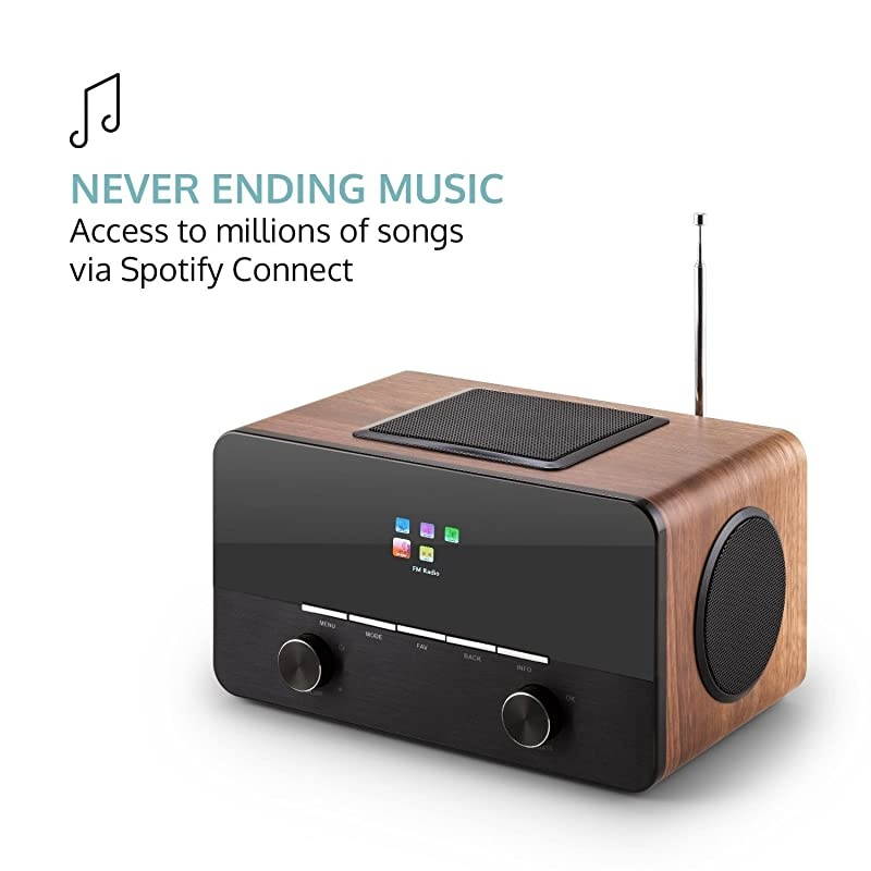 Connect 150 Black/Walnut, 2.1 Internet Radio, Wi-Fi Music Player, MP3 USB Port, AUX, Remote Control, Walnut