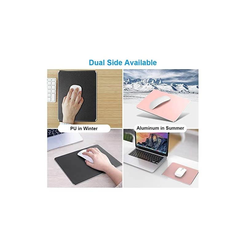 Pink Metal Mouse Pad-Office Gaming Hard Aluminum Mouse Mat, Dual-Use Waterproof Non-Slip Matte Metal/PU Mousepad for Laptop, Computer and PC Double Side Design by