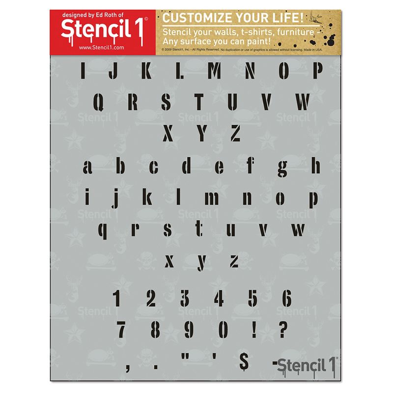 Stencil1 Industrial Font .5" - Letter Stencil 8.5" x 11"