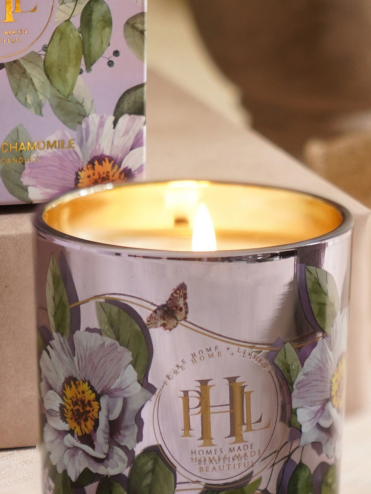 Pure Home and Living Purple Lavender And Chamomile Candle Jar