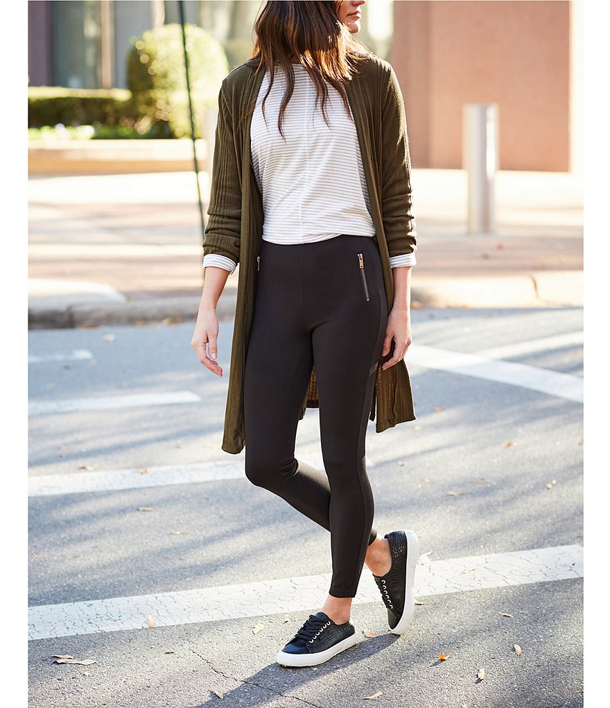 Gibson & Latimer Two Faux Zip Pocket High Rise Ponte Leggings