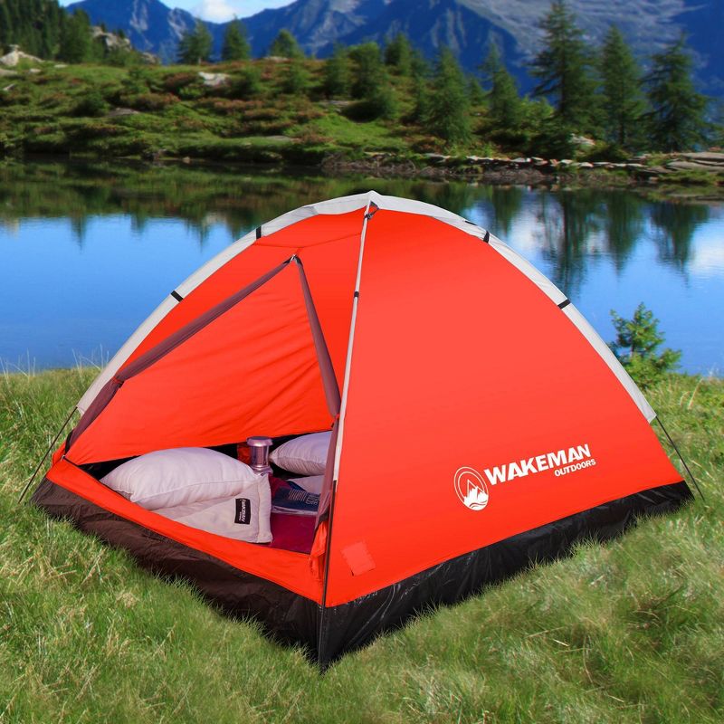 Wakeman 2-Person Water Resistant Dome Tent - Red/Gray