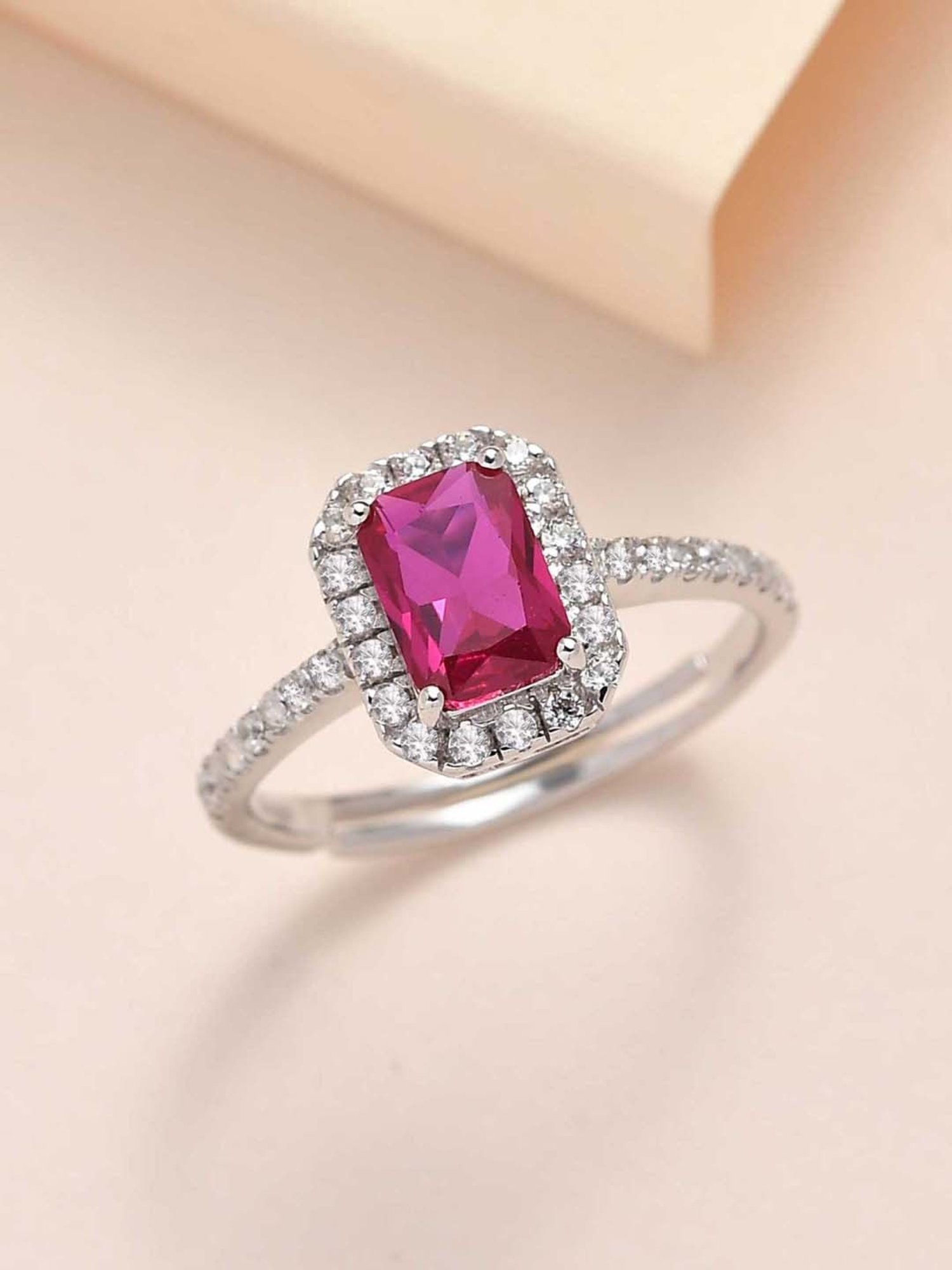 Ornate Jewels 925 Sterling Silver Synthetic Red Ruby Adjustable Statement Party Ring for Women