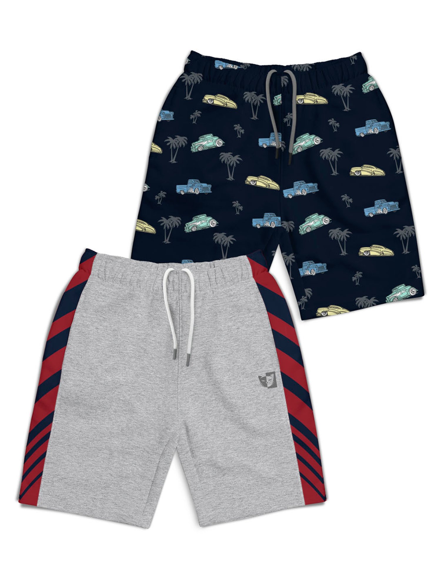 HELLCAT Kids Grey & Navy Printed Shorts (Pack Of 2)