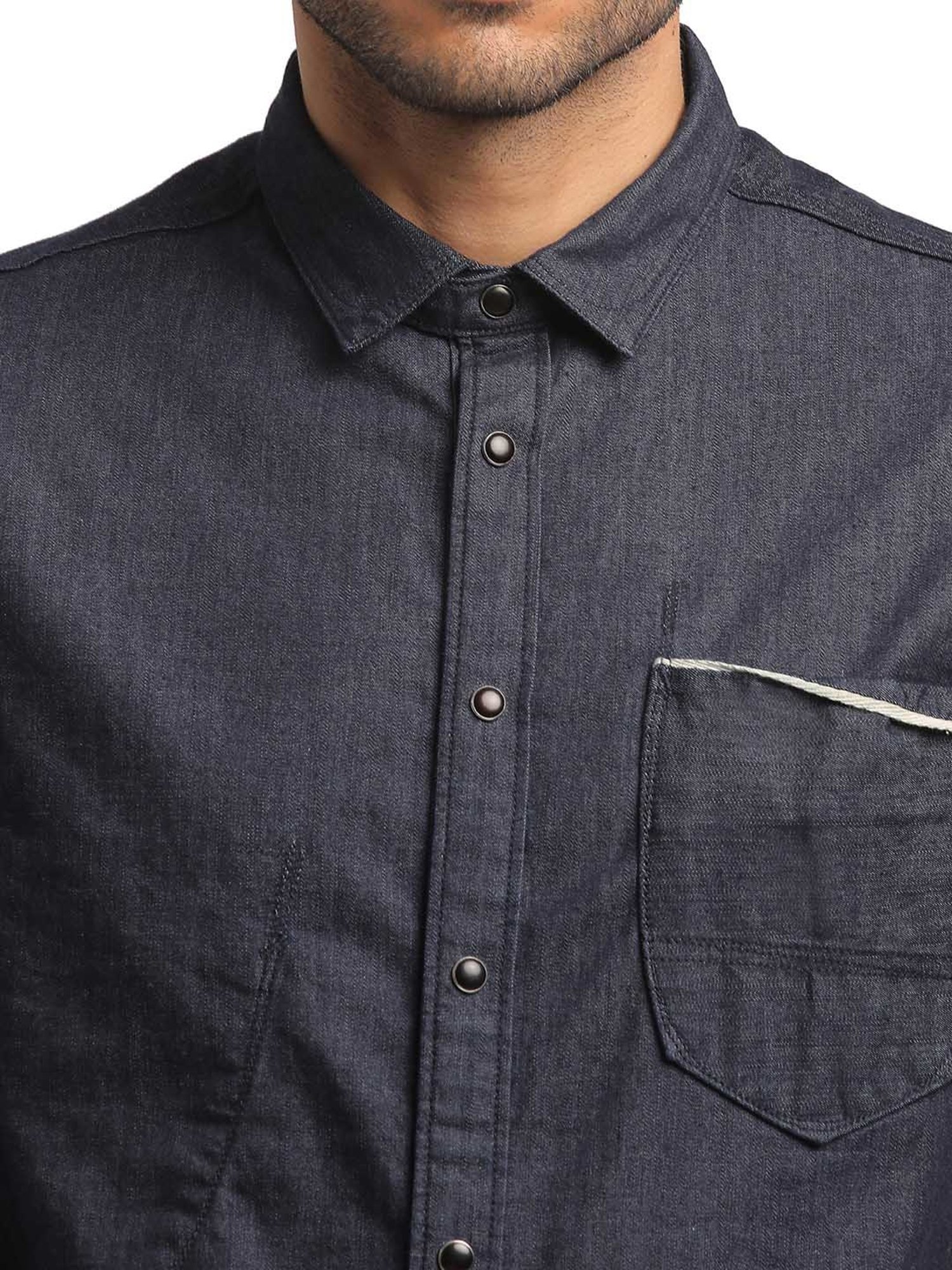 EVERBLUE Dark Blue Regular Fit Shirt