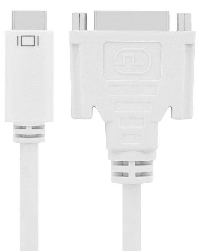 Fosmon Mini DVI (Male) to Standard DVI-I (Female) Video Adapter Cable Cord - 20cm - White