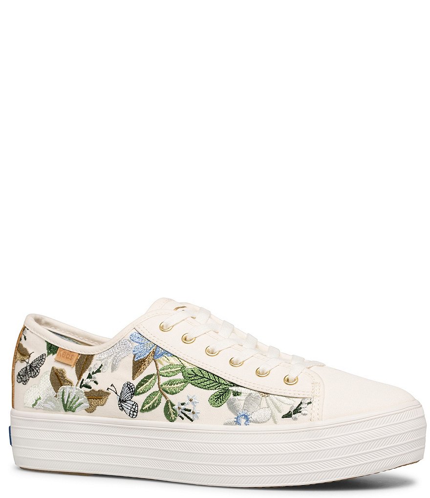 Keds Rifle Paper Co. Triple Kick Blue Fields Embroidered Sneakers