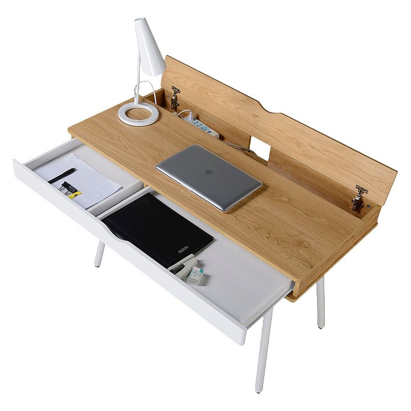 Modern Multi Storage Computer Desk with Storage Beige/White - Techni Mobili