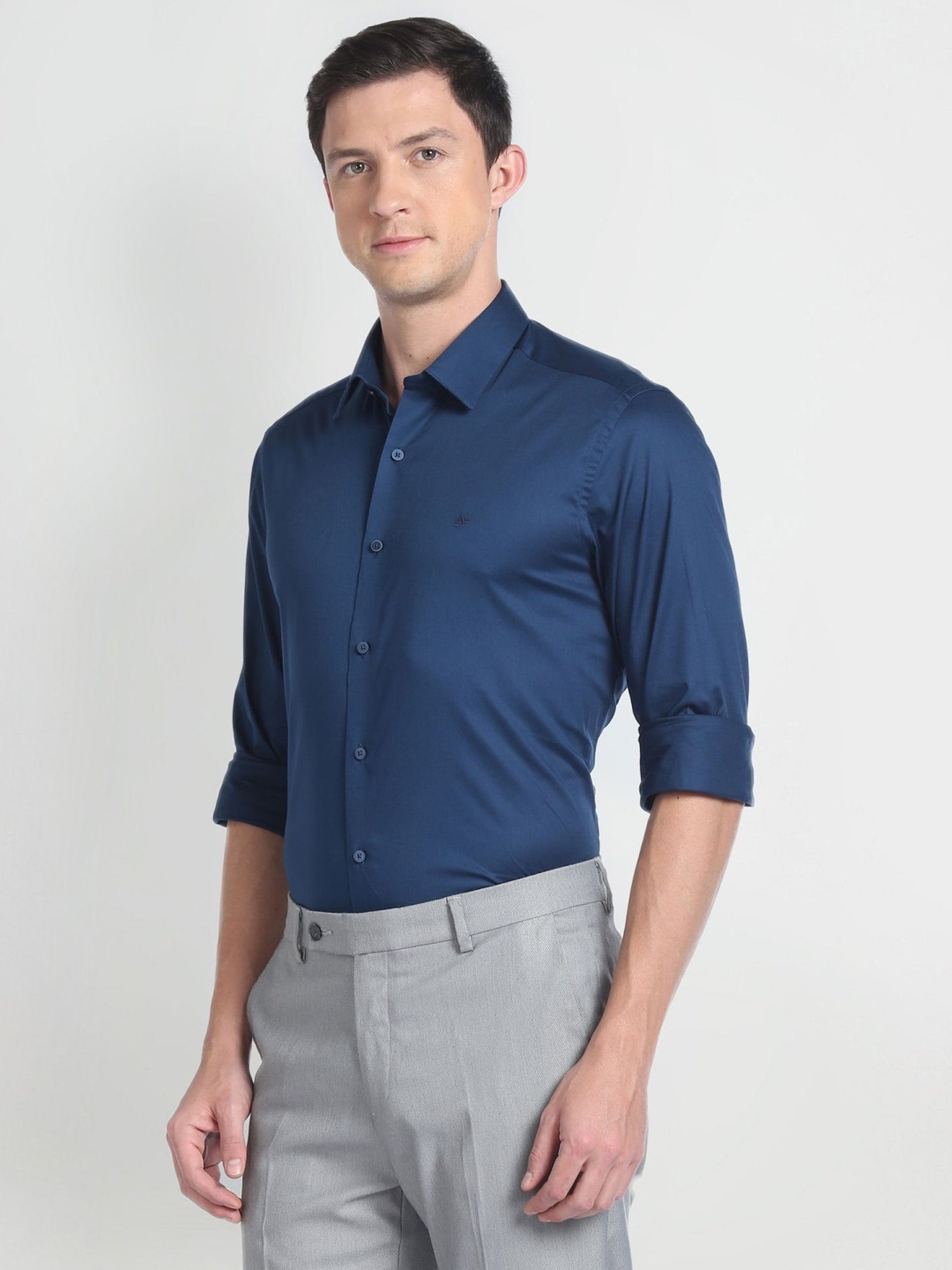 Arrow New York Blue Cotton Slim Fit Shirt