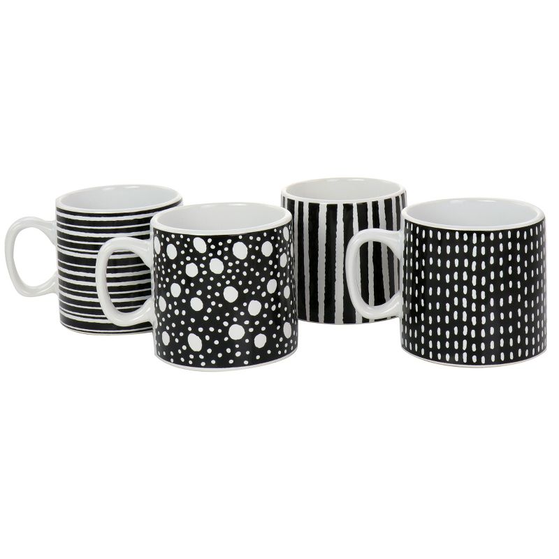 Mr. Coffee Napoli Caffe 4 Piece 17 Ounce Stoneware Assorted Mug Set in Black