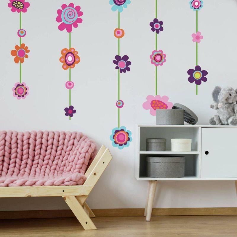 Flower Striped Peel and Stick Giant Wall Decal - RoomMates