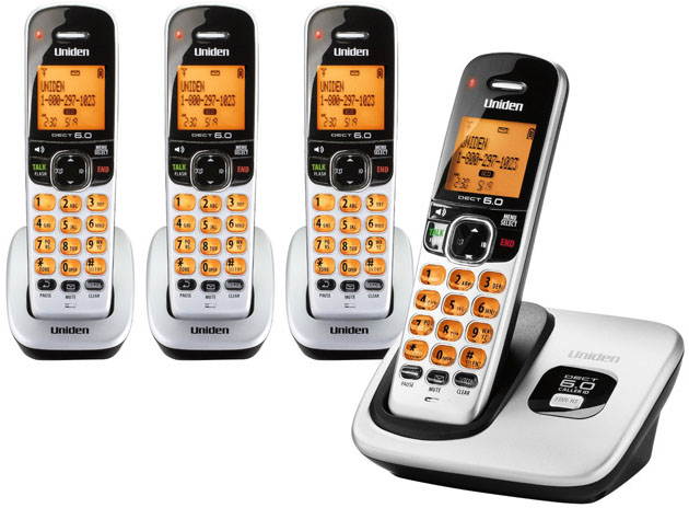 Uniden D1760-4 Cordless Phone with LCD Display & 3 Additional Handsets