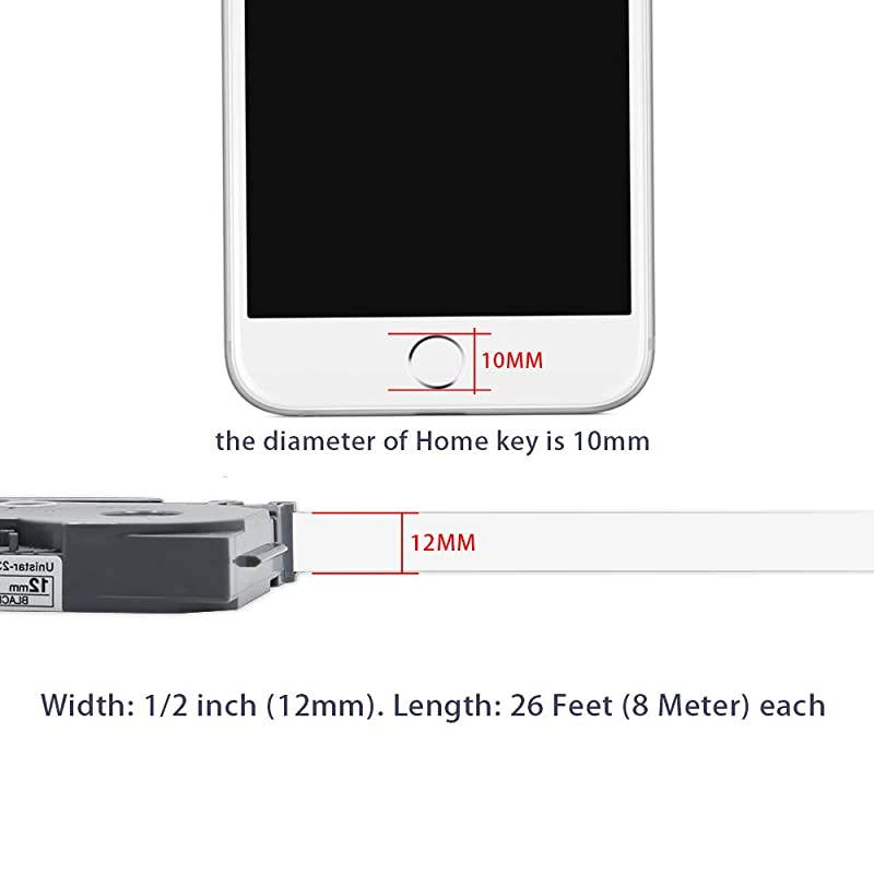 Ptouch Tapes 12mm Label Maker Tapes TZe231 TZe 231 Replacement for Brother pTouch PTH110 PTD200 PTD600 Ptd400 Standard Laminated Black on White 262 Feet Roll 2Pack