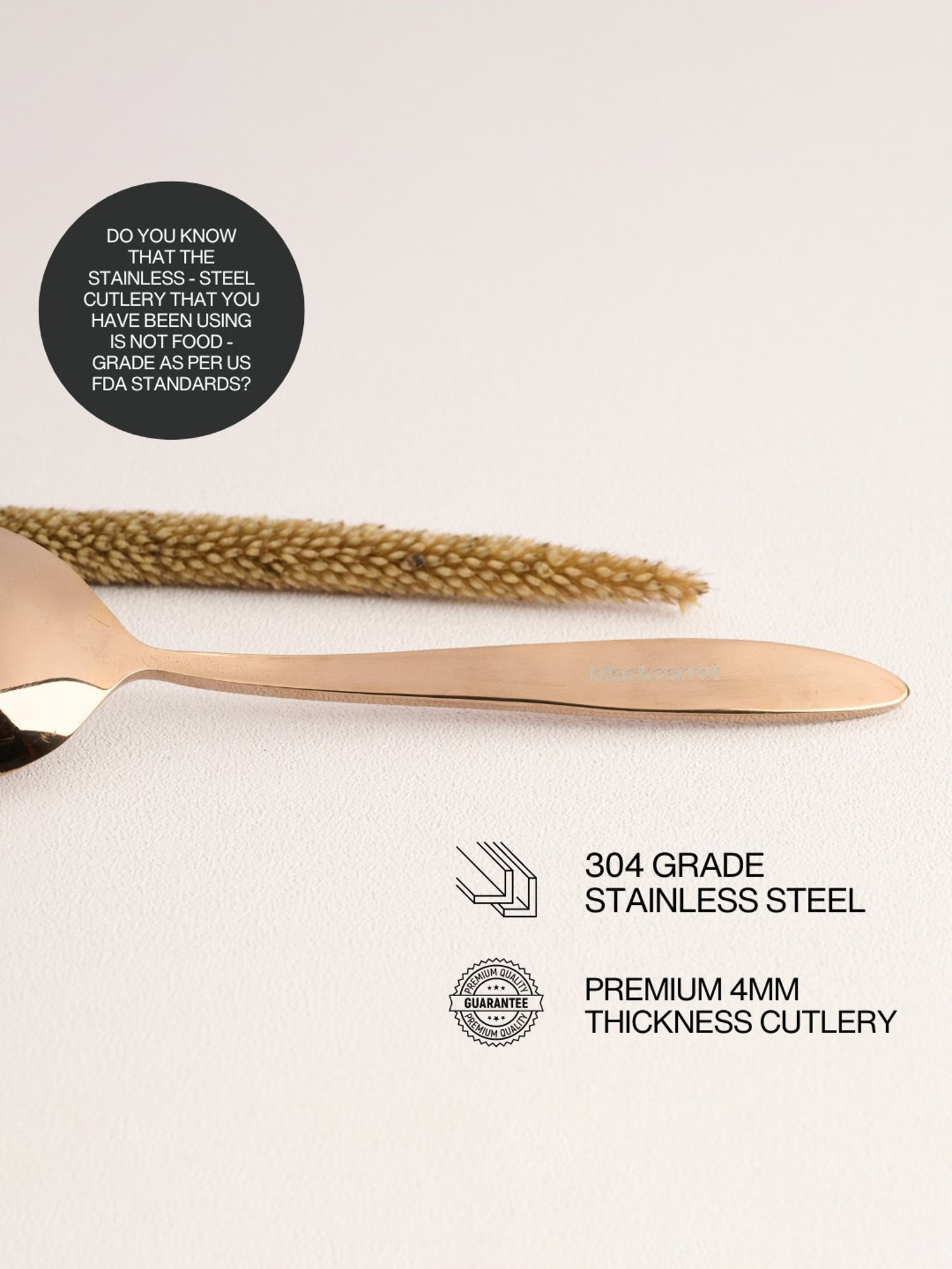 BlackCarrot Rose Gold Stainless Steel Servng Spoon Set of 2