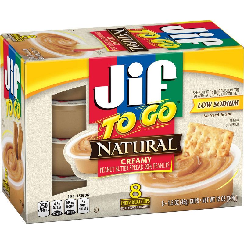 Jif To Go Natural Peanut Butter - 12oz/8ct