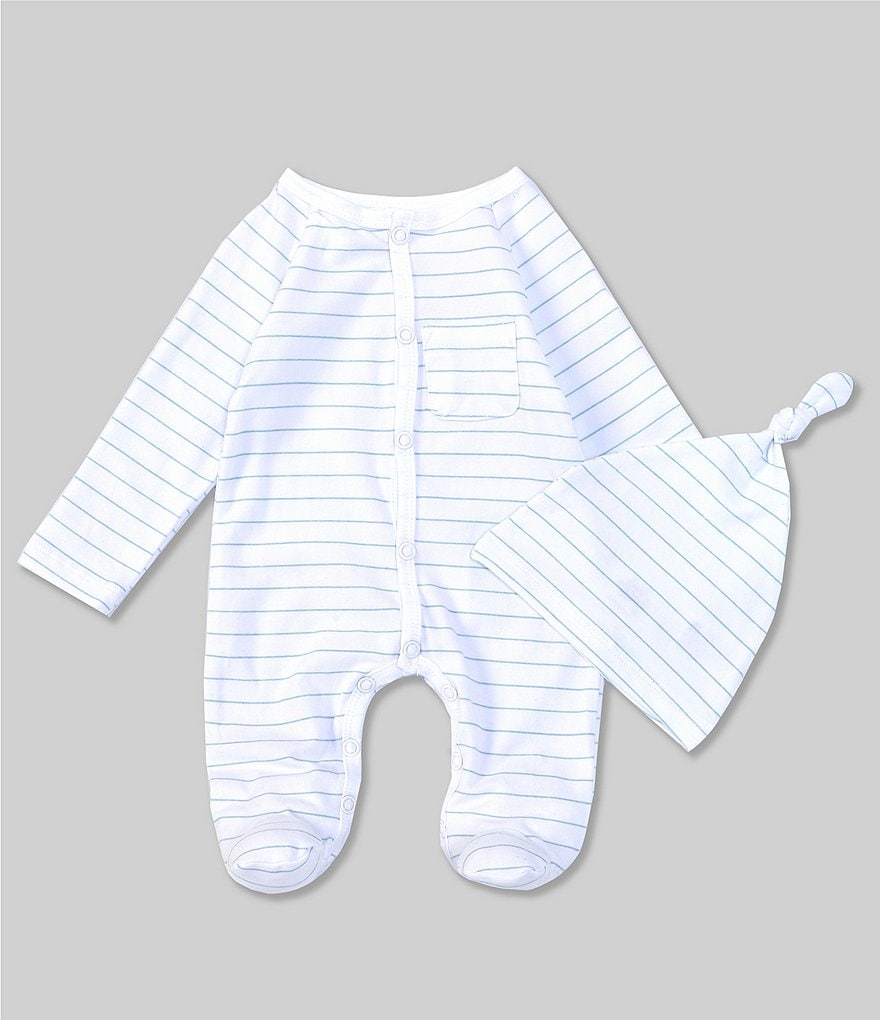 First Wave Baby Boys Newborn-9 Months Long-Sleeve Stripe Footed Coverall