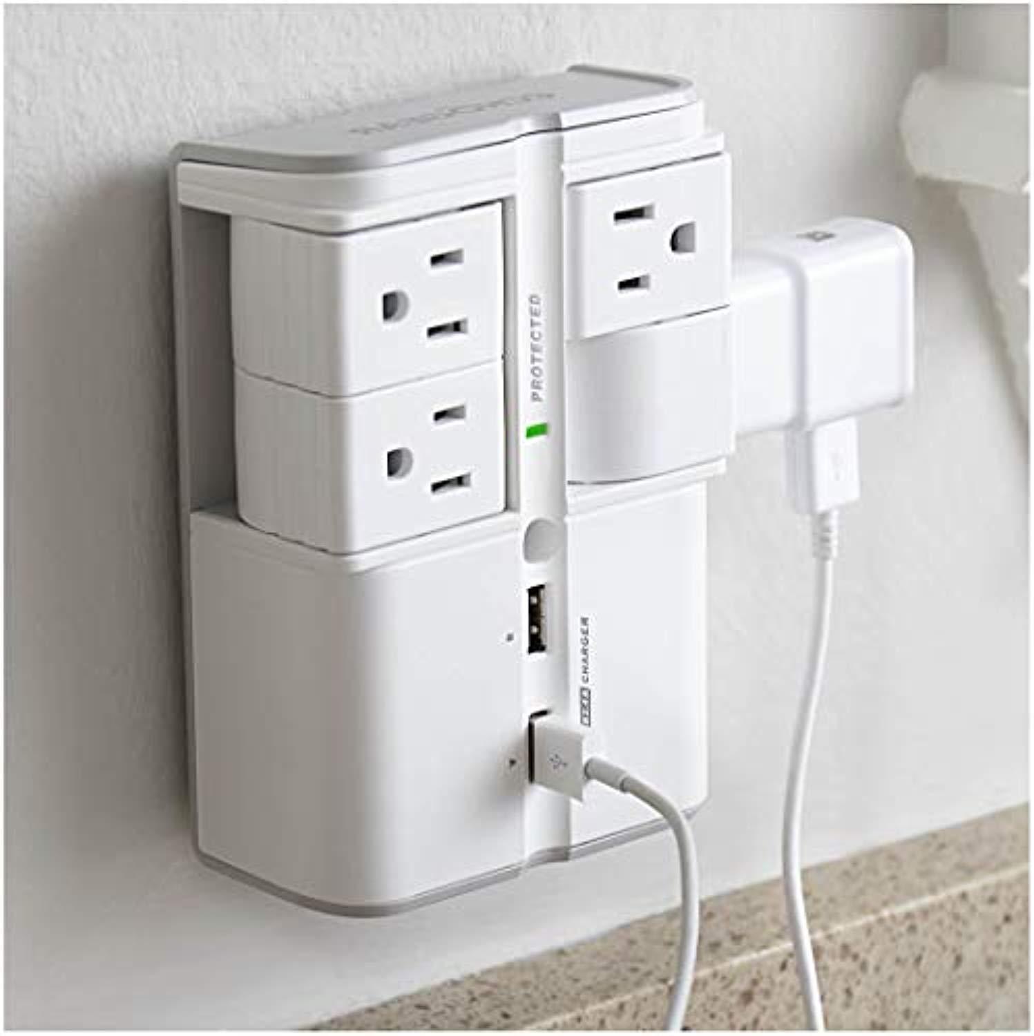 ECHOGEAR Surge Protector Wall Outlet w/ 4 Rotating Outlets & 2 USB Charging Port