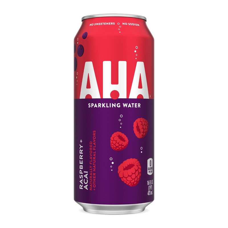 AHA Raspberry Acai Sparkling Water - 16 fl oz Can