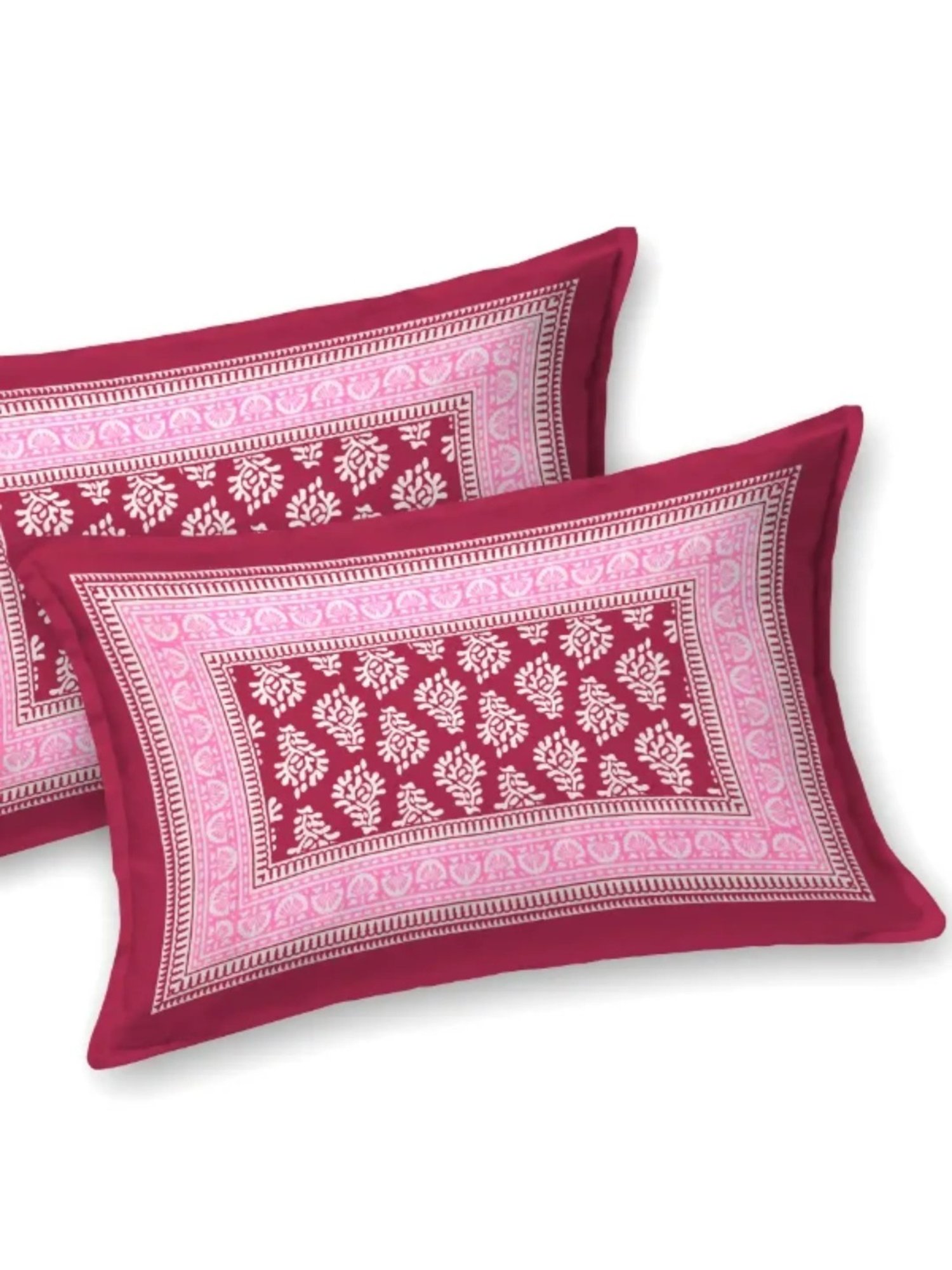 Living Roots Printed Pink 240 TC Cotton Bedsheet with 2 Pillow Covers