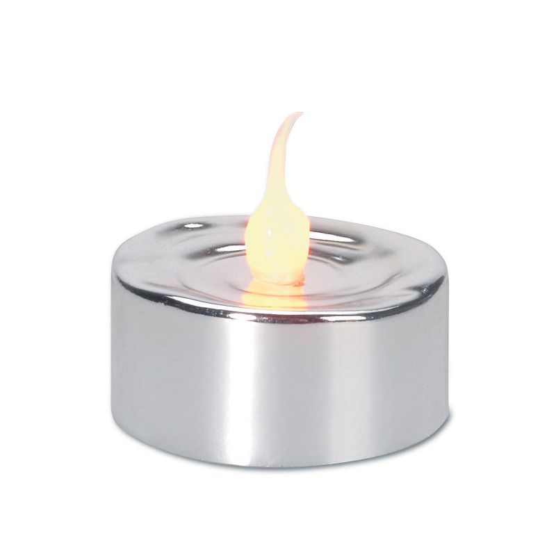 Darice Set of 3 Silver LED Lighted Flickering Flame Tea Light Candles