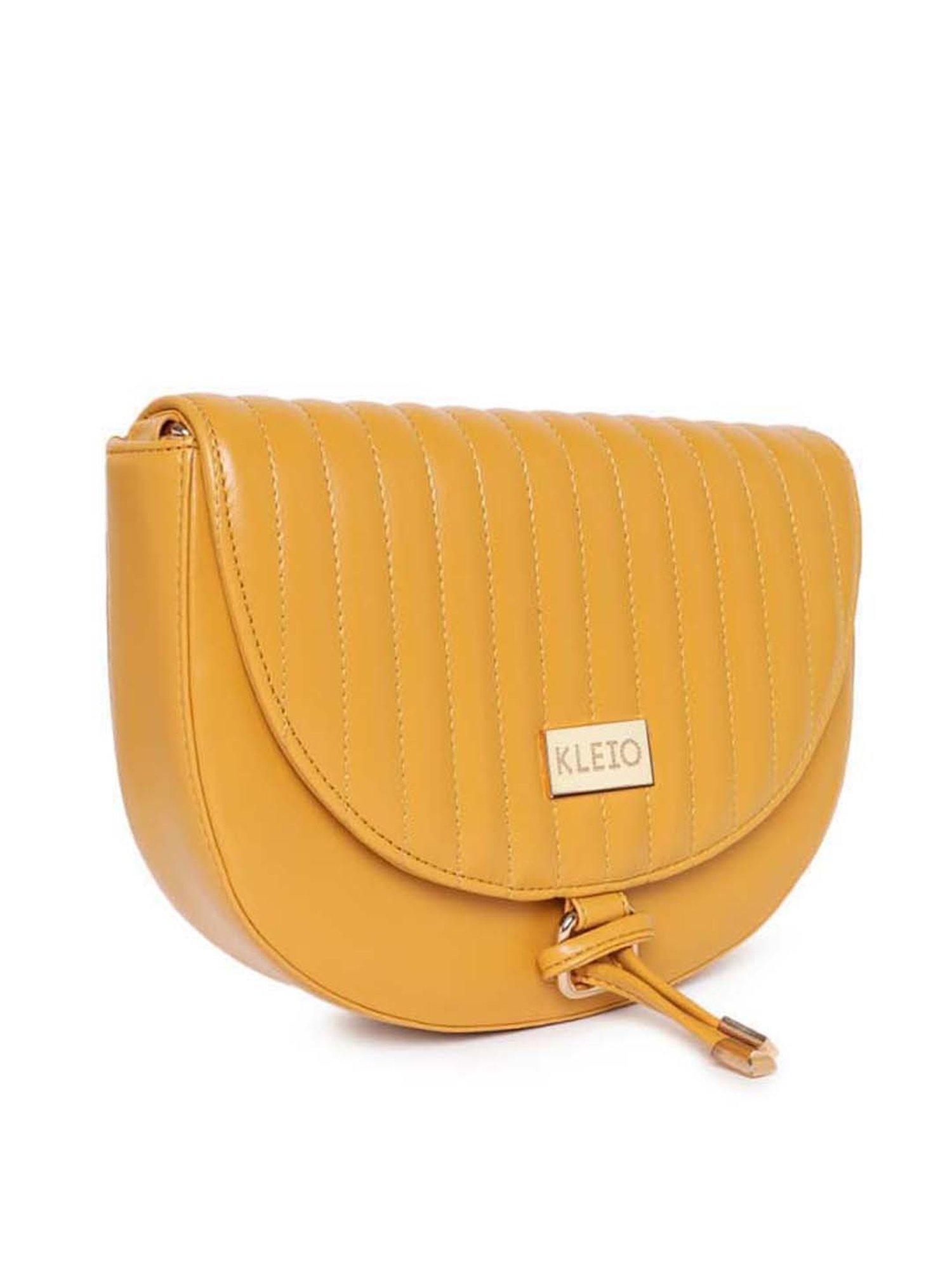 KLEIO Yellow Quilted Medium Sling Handbag